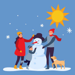 Icon of a family building a snowman.